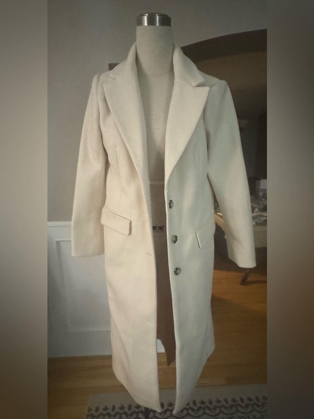 Joe Fresh Cream Single-Breasted Long Trench Coat